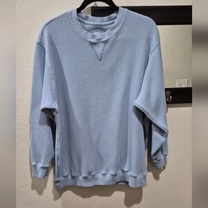 Aerie Waffle Knit Crewneck Pullover Sweater – Blue | Size M EUC